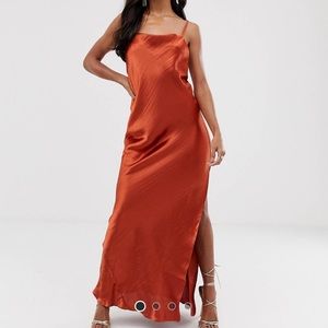 Maxi slip dress rust